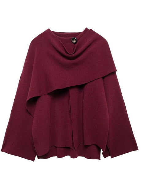 Asymmetrical Short Scarf Shawl Knitted Cardigan Coat