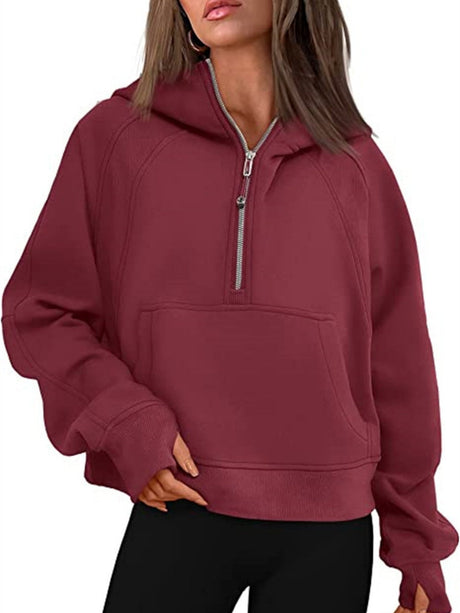 Liber Summer Women's Zipper Color matching Sweatshirts&Hoodies