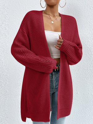 Liber Autumn Women's Color Plain stitch Mid-length Cardigans Coat