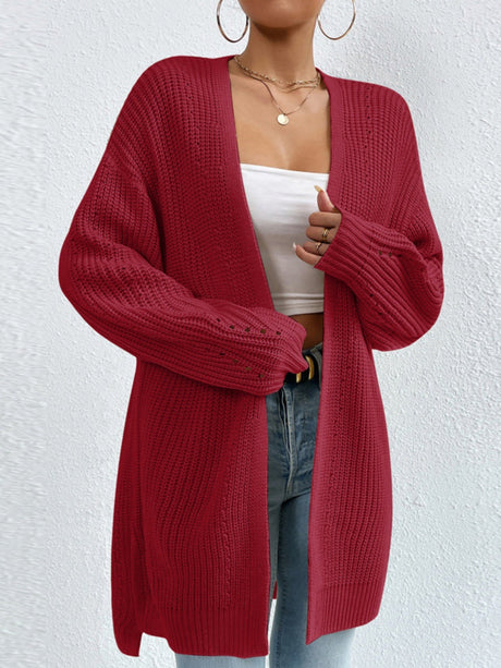 Liber Autumn Women's Color Plain stitch Mid-length Cardigans Coat
