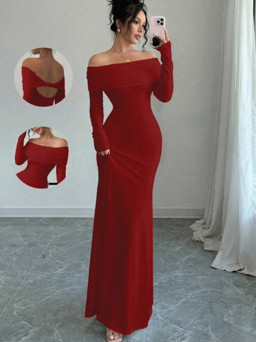 Liber Summer Women's Pleated Solid Color Maxi Dresses