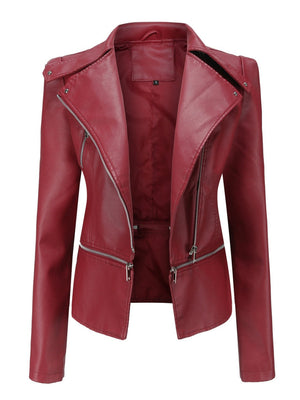 Removable Hem Zipper Leather Jacket
