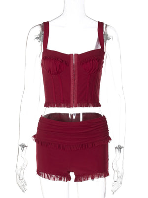 Liber Summer Women's Gauze Solid Color 2-piece Sets