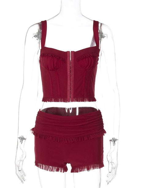 Liber Summer Women's Gauze Solid Color 2-piece Sets