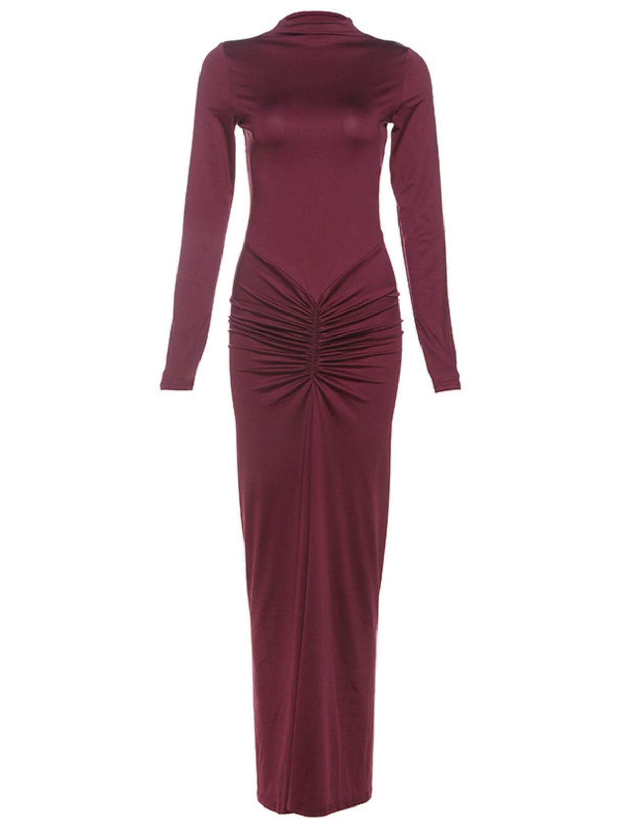 Pleated Splicing Sexy Waist Slimming Solid Color Long Skirt Temperament Dress For Women