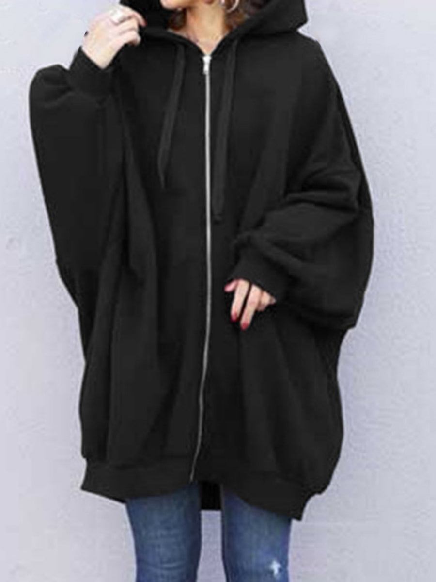 Zipper Long Fleece Lined Coat Hoodies