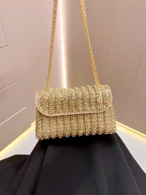 Liber Four Seasons ACC chain contrast color diamond underarm bag