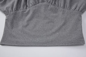 V-neck Batwing Sleeve Fitted Waist Cropped Top