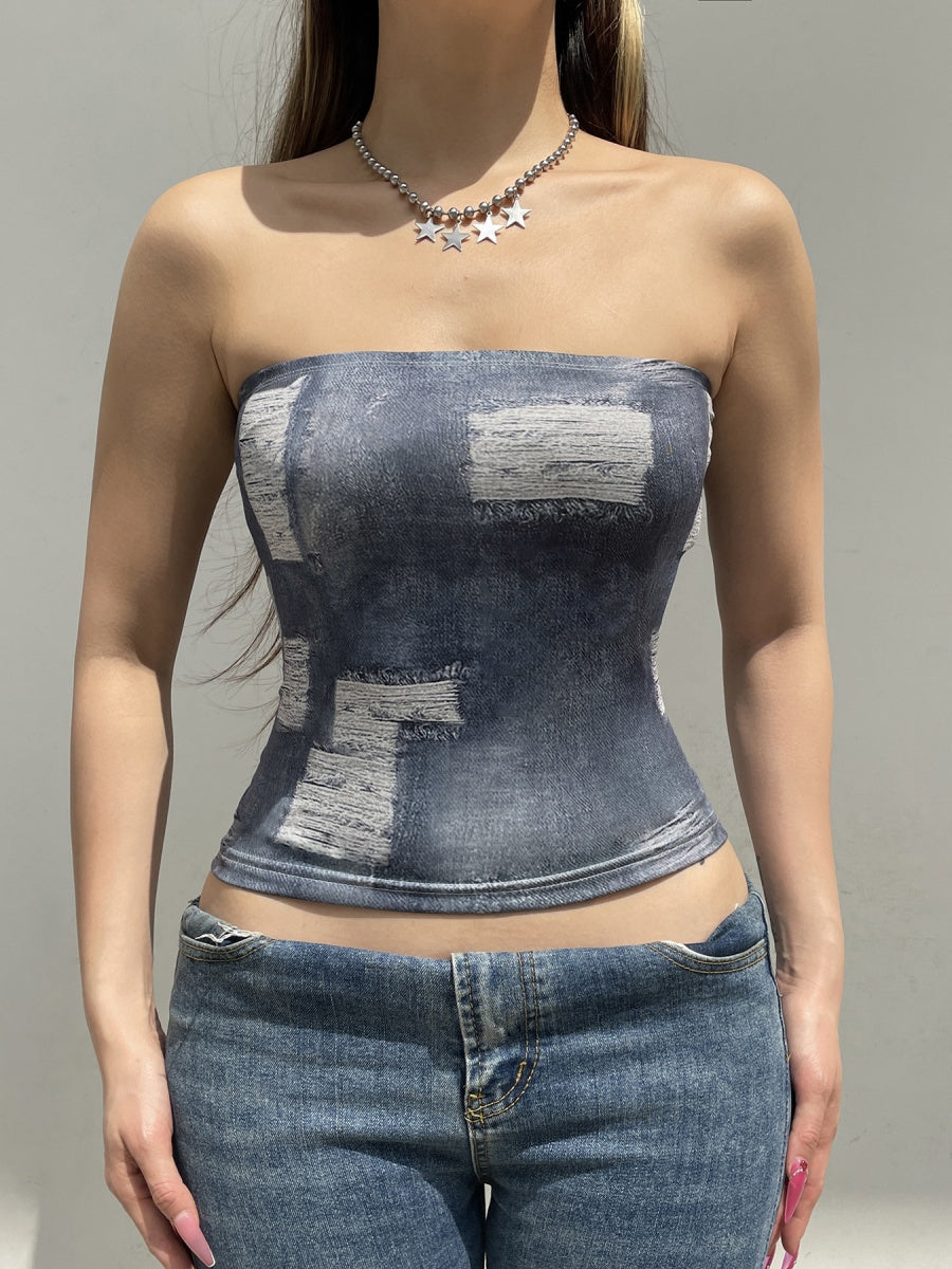 Liber Summer Women's Navel Printed Tank tops&Camis