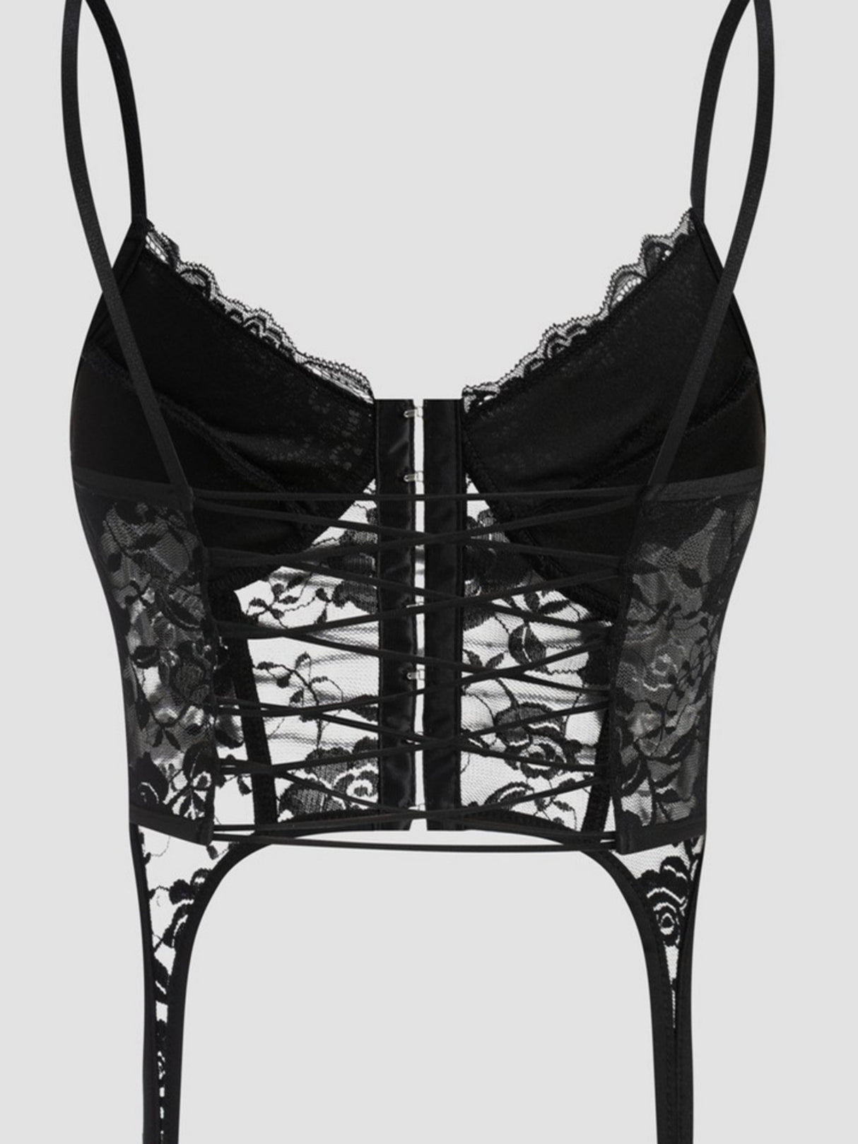 Lace See-through Backless Cross Straps Bra Irregular Tank Tops&Camis