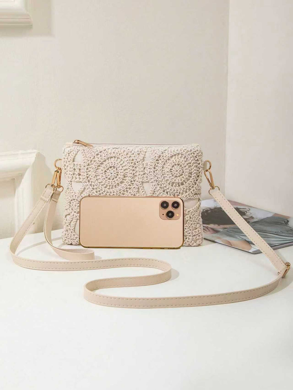 Vacation Lace Cutout Crossbody Bag