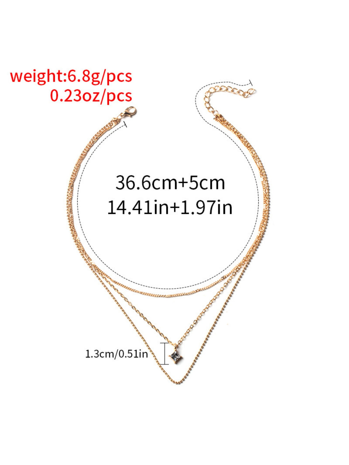 Square Diamond Multi-layer Necklace