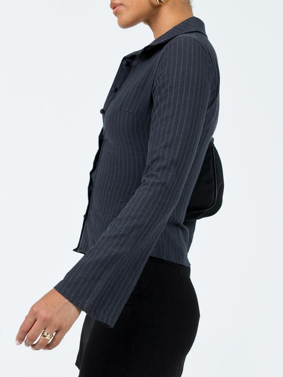 Long Sleeve Buttons Stripes Shirts
