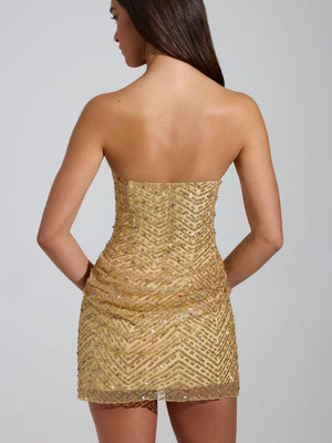 Robes bandeau à sequins moulantes et flatteuses pour les fêtes, mini et courtes