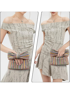 Vacation Straw Bow Clutch