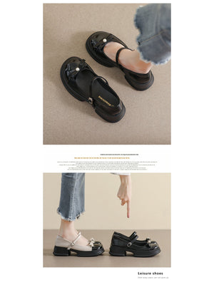 Liber Spring and Autumn Platform Bowknot Women's Mary Jane Shoes