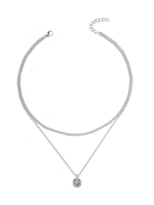 Diamond-set Multi-layered Pendant Necklace