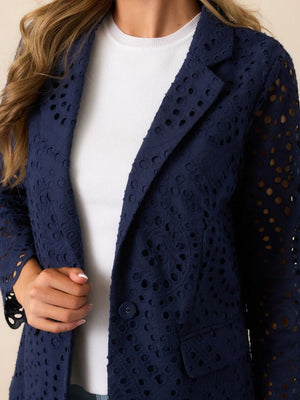 Embroidery Hollow Lapel Business Blazers