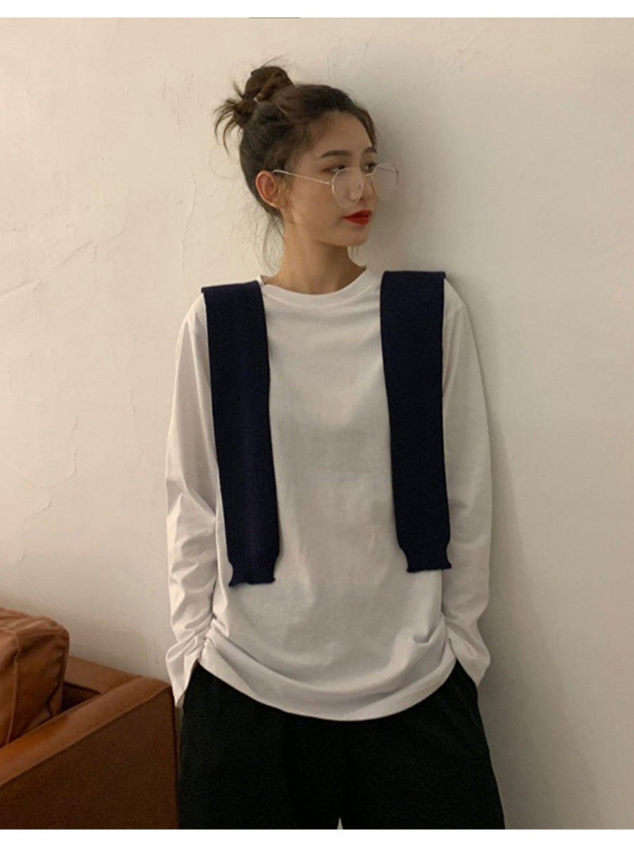 Liber Autumn Women's Splicing Solid Color T-shirts