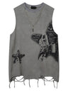 Letter Printed Loose-fit Ins Tank Tops