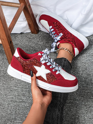 Women's Sneakers With Five-pointed Star Sequins