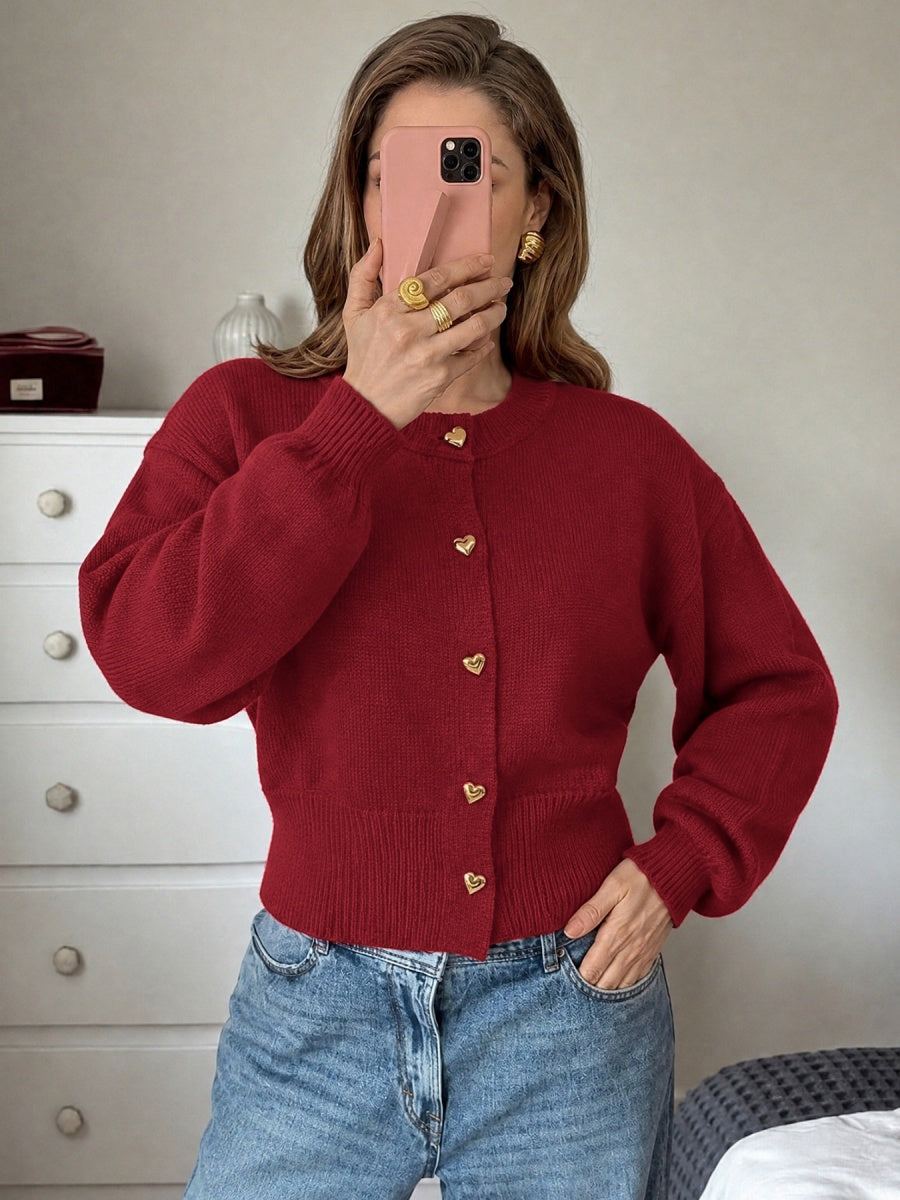 Buttons Solid Color Cardigans