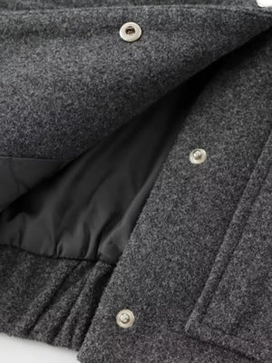 Stand Collar Single-breasted Large Pocket Blazer