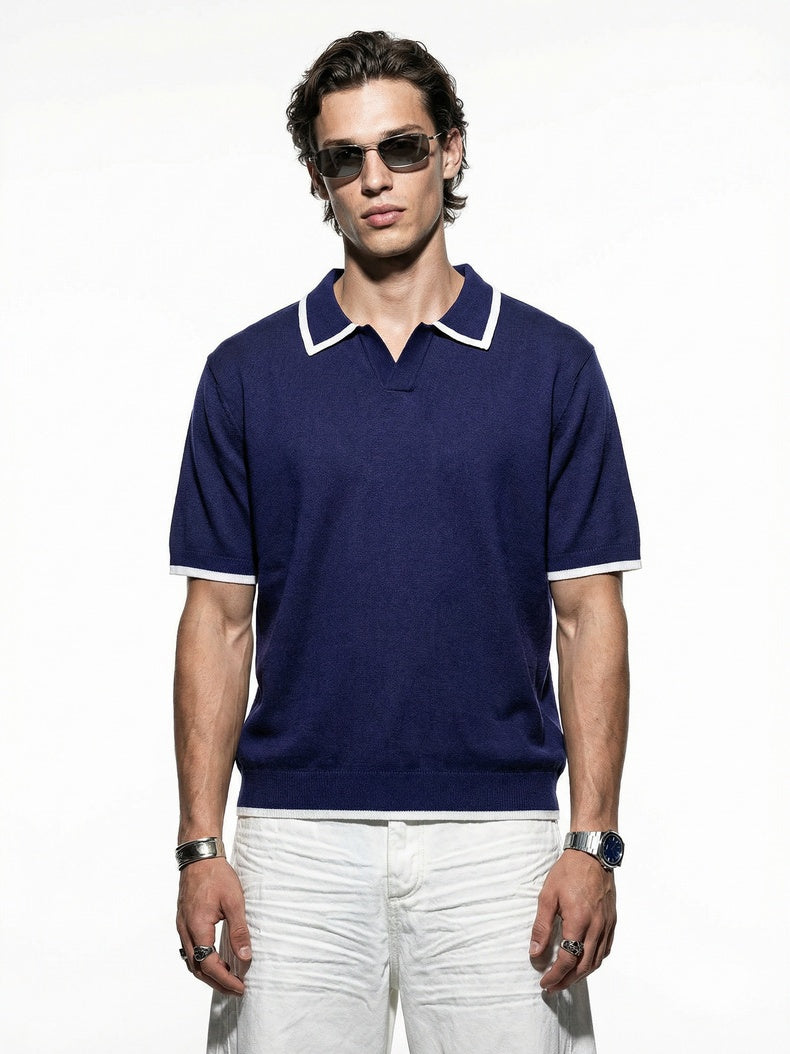 Old Money Style Color-blocked Leisure Polo Shirts