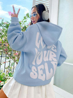 Back Letter Print Leisure Hoodies