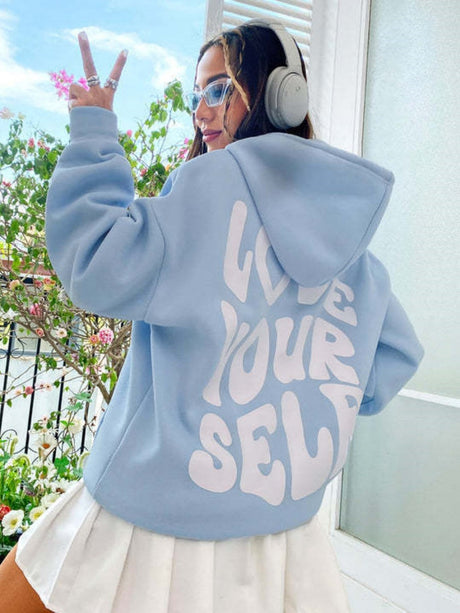 Back Letter Print Leisure Hoodies