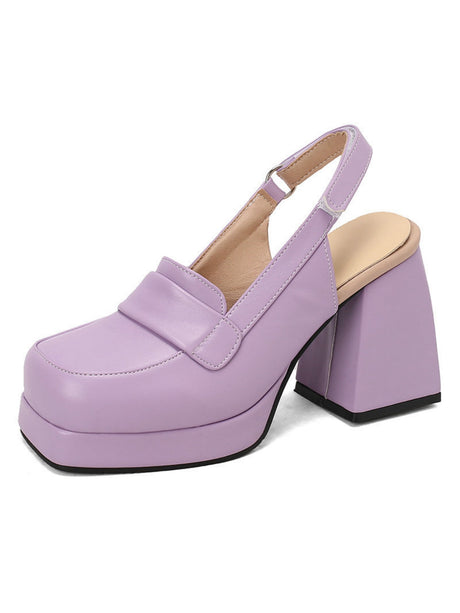 Platform Chunky Heels With Open Back