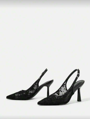 Lace Mesh High Heels