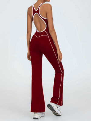 Color-blocked Backless Fitness Exercise Bodysuits