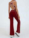 Color-blocked Backless Fitness Exercise Bodysuits