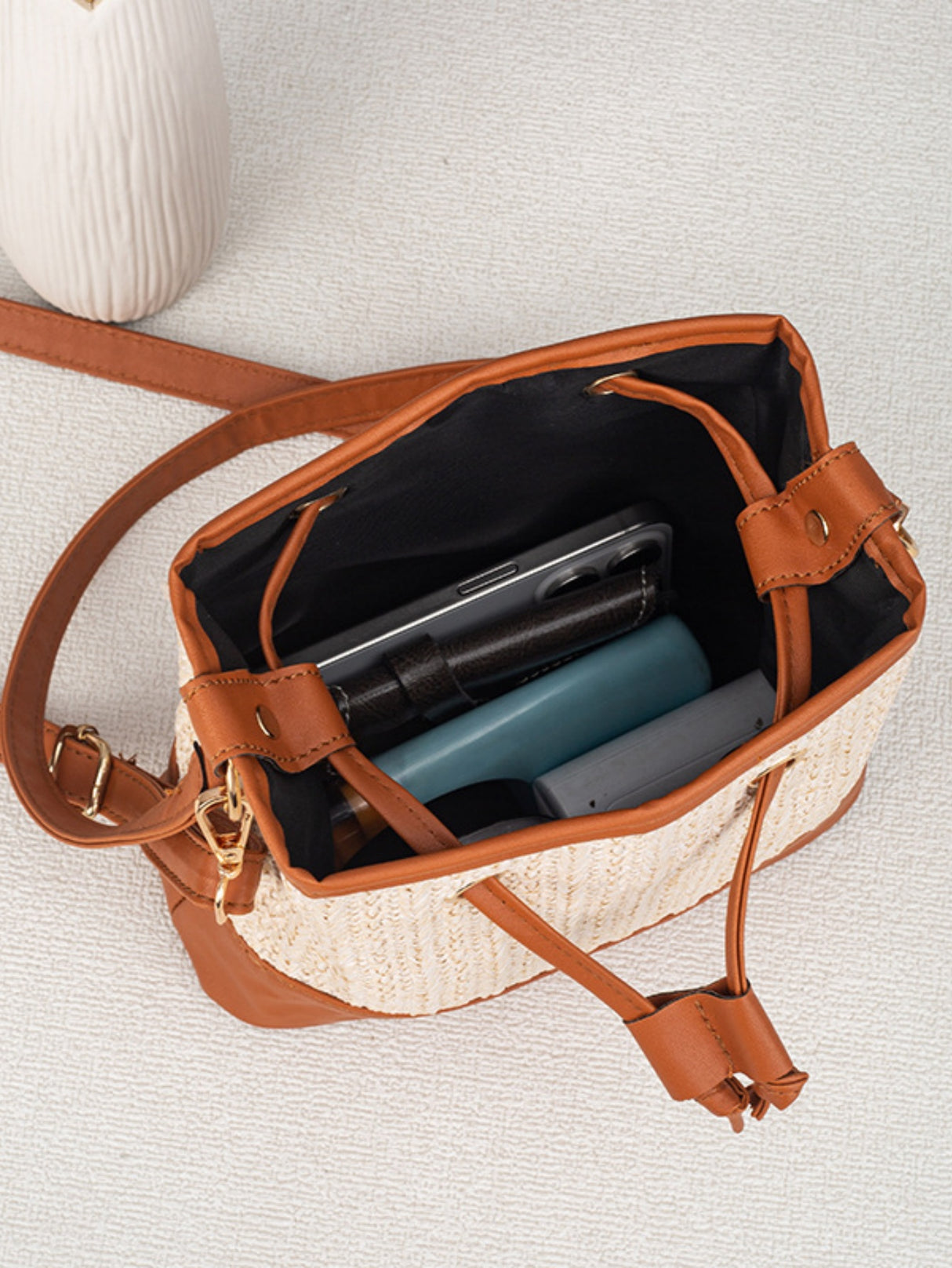 Vacation Straw Patchwork Crossbody Bag