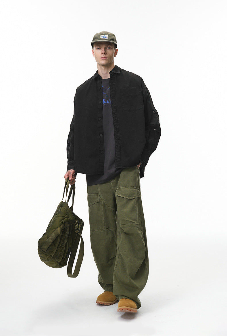 Liber Autumn Neutral wear Pocket decoration Solid Color Shirts