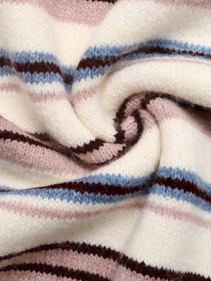 Striped Polo Neck Knit Sweater
