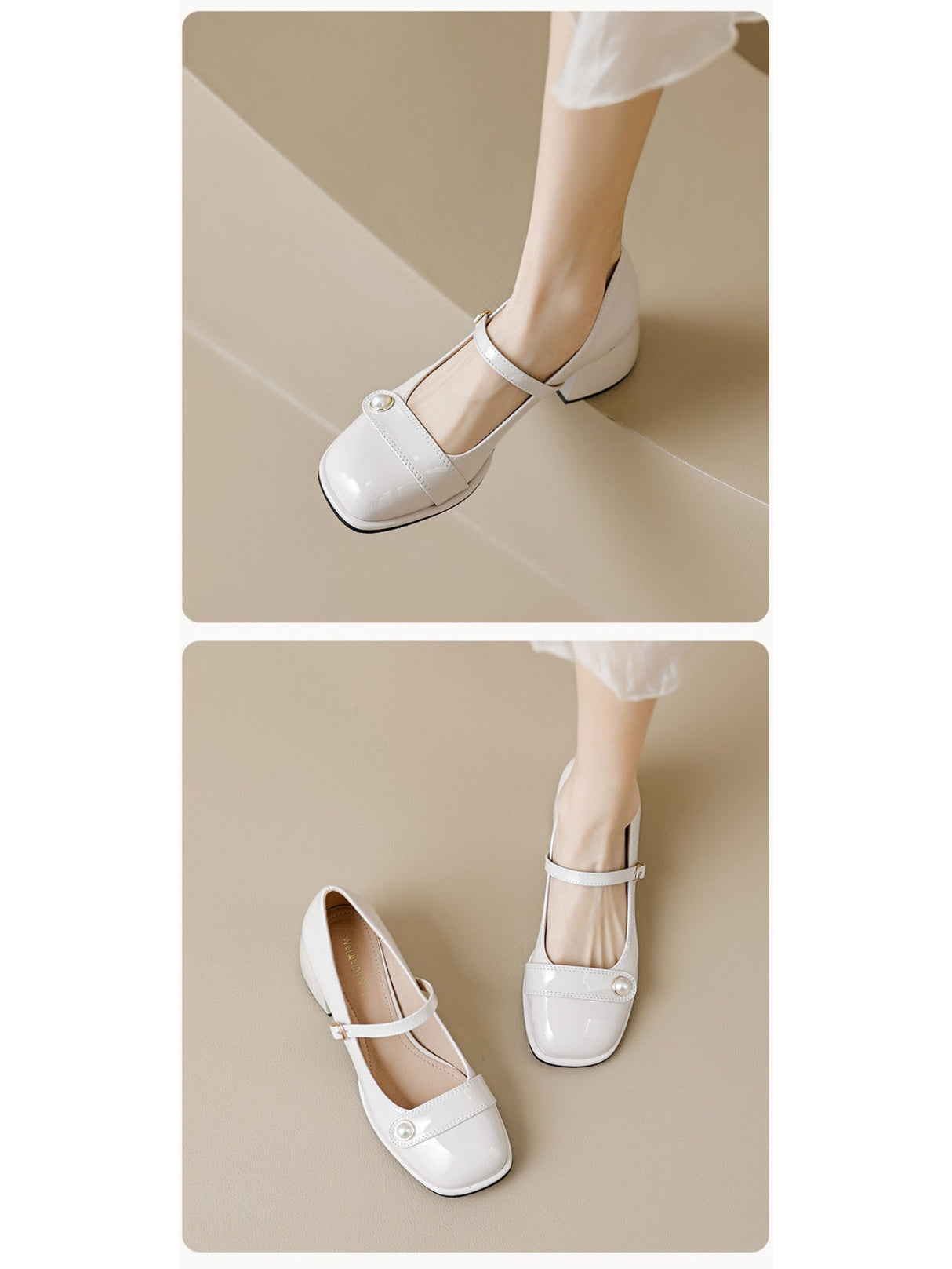 Liber Spring and Autumn Pearl Women's Mary Jane Shoes