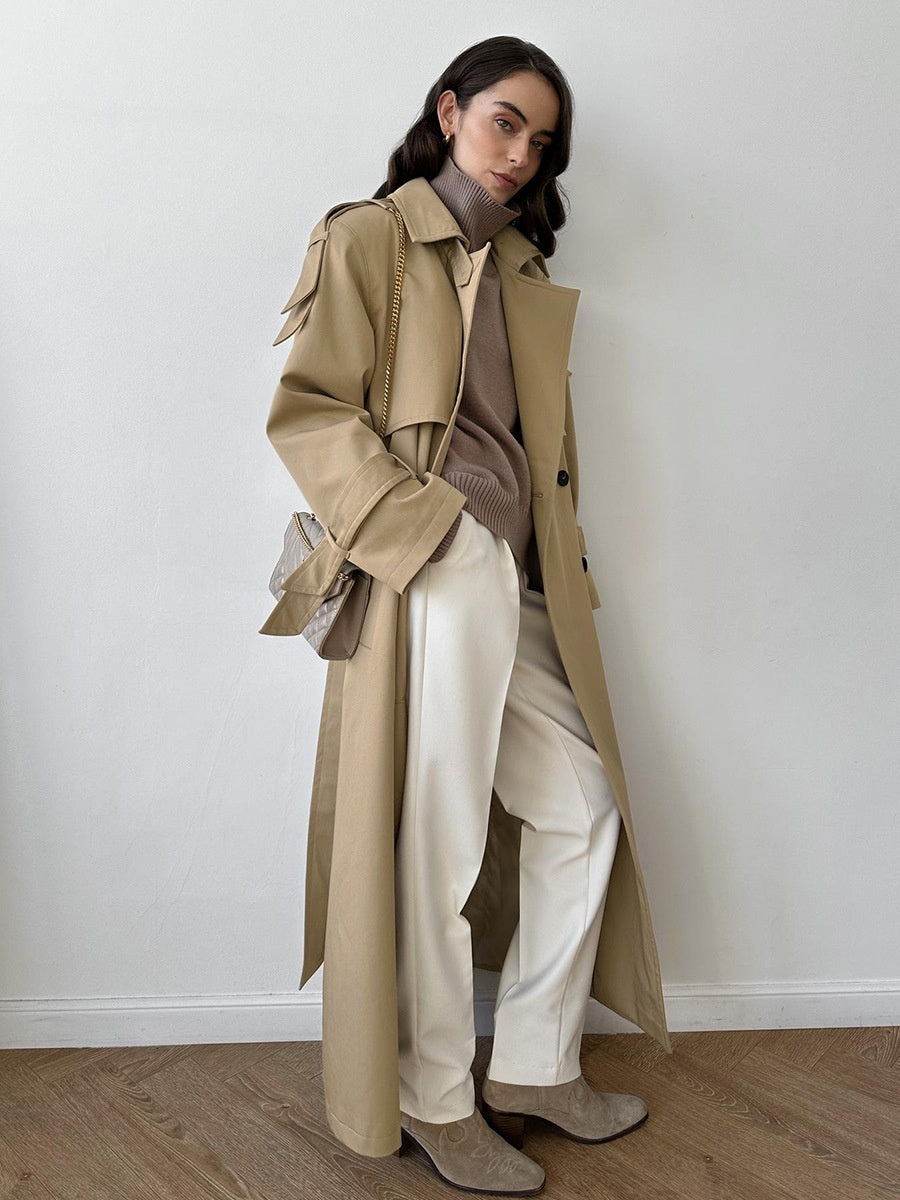 Pure Cotton Retro Loose Belted Trench Coat