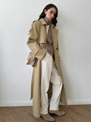 Pure Cotton Retro Loose Belted Trench Coat
