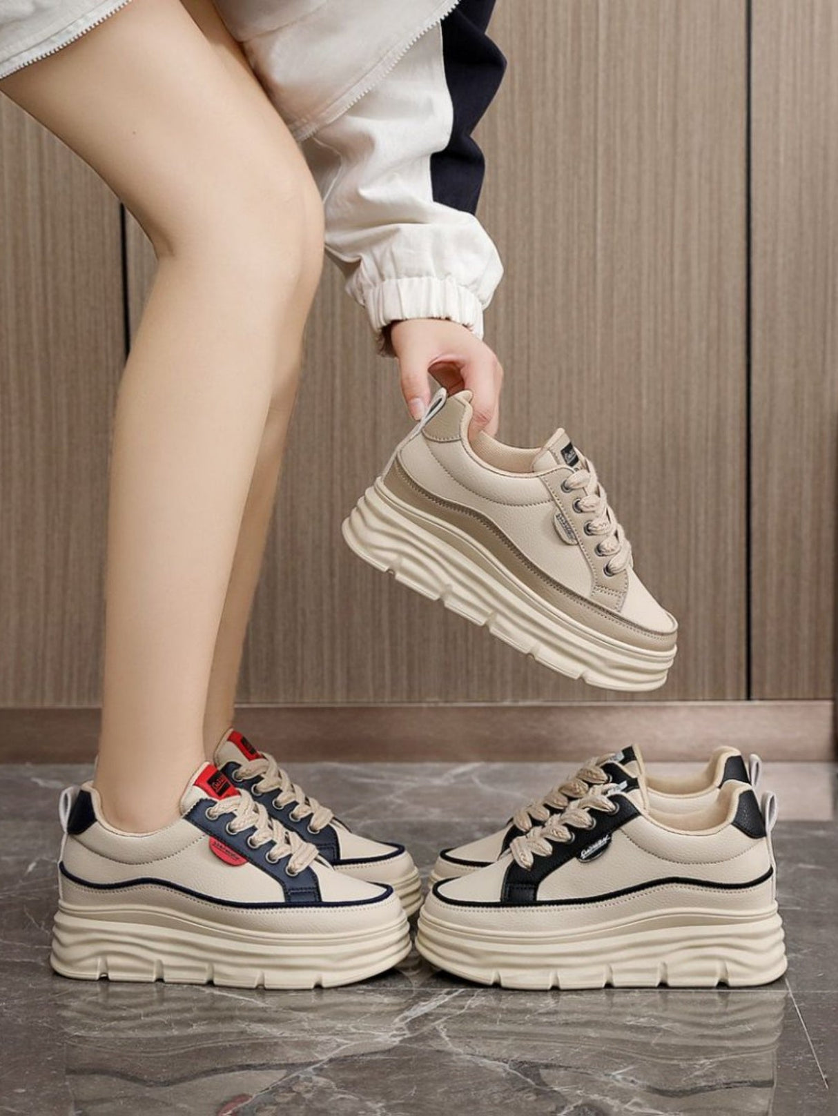 Colorblock Thick-Sole Women's Casual Sneakers