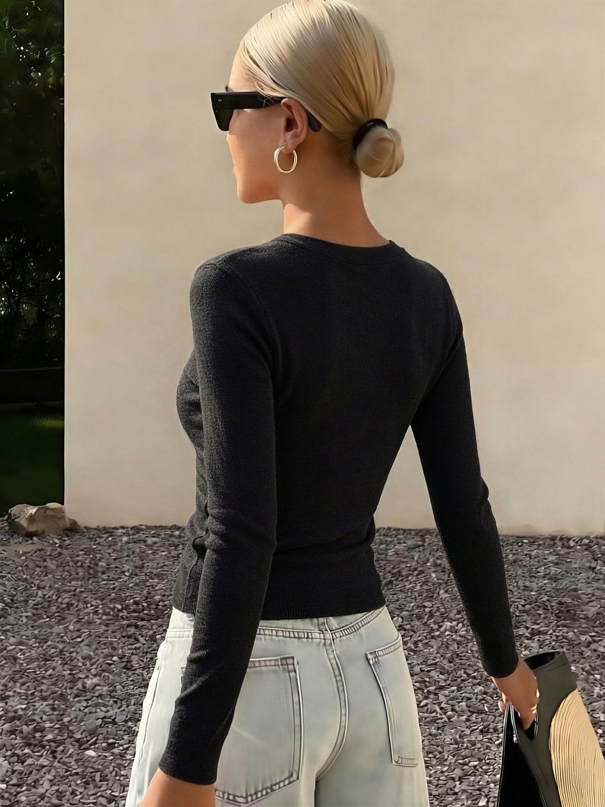 100% Wool Crew Neck Long-Sleeve Sweater