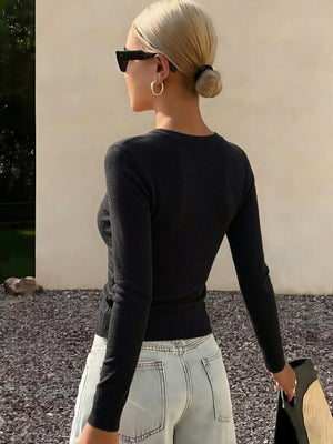 100% Wool Crew Neck Long-Sleeve Sweater