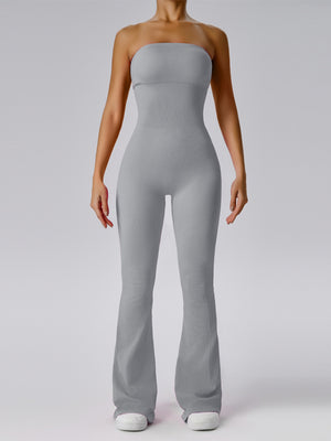 Seamless Thread Strapless Flared Pants Exercise Yoga Fitness Jumpsuits&Bodysuits