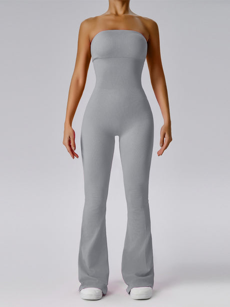 Seamless Thread Strapless Flared Pants Exercise Yoga Fitness Jumpsuits&Bodysuits