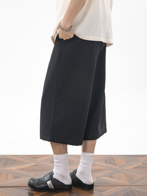Imitation Linen Loose-fit 7 Points Dress Pants Shorts