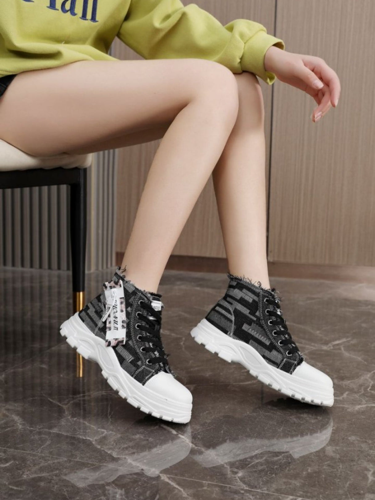 Denim High-top Casual Sneakers