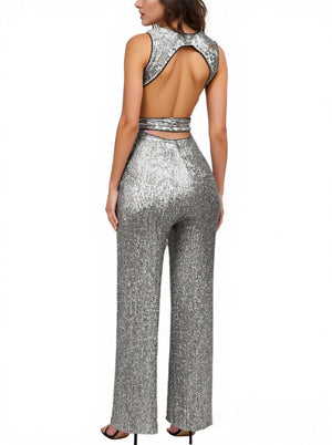 Combinaisons à taille fine et pailletée avec bandage