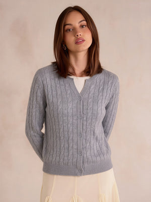 Wool Cable Knit V Fake Two-piece Pullover Sweater