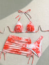 Printed Drawstring Halter Set 3-piece Sets Bikinis